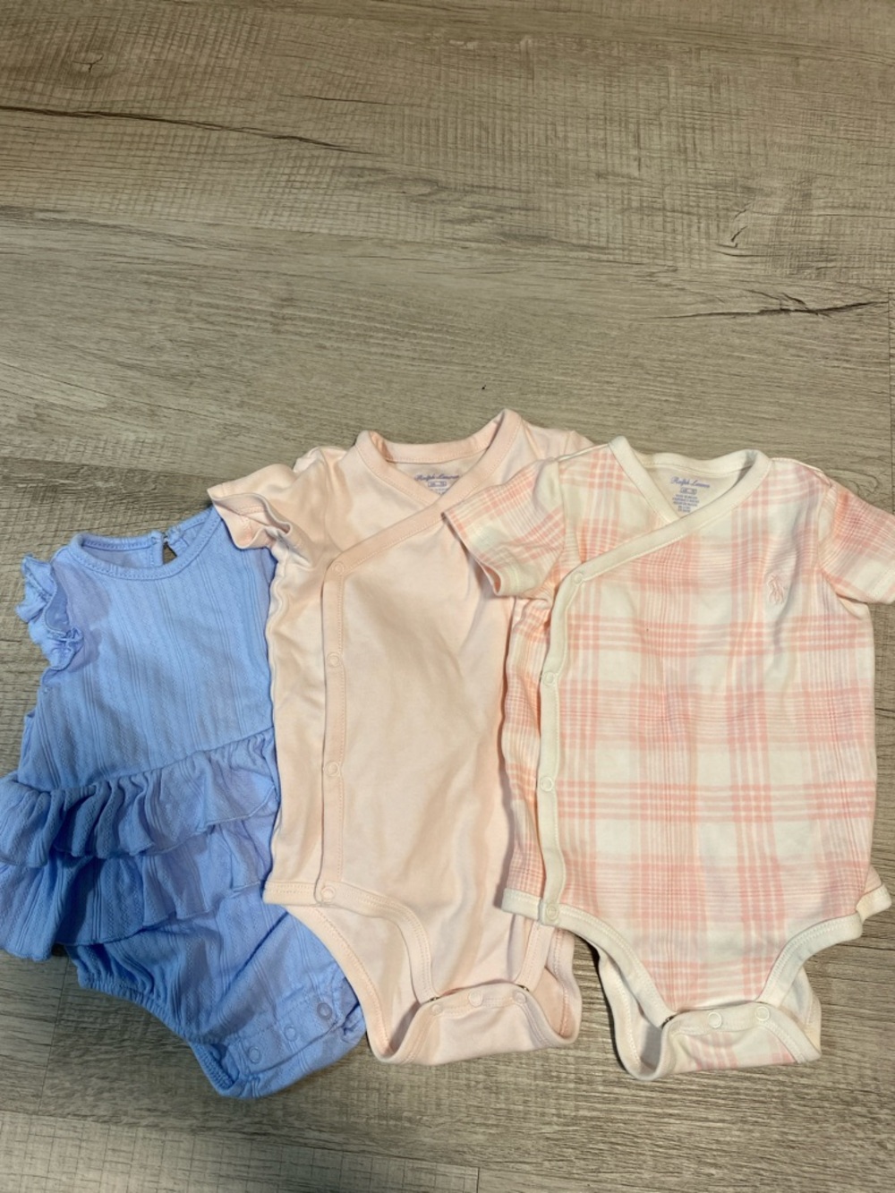 Carter's Pink, Light Pink & Blue Baby One-Piece Bodysuit Set